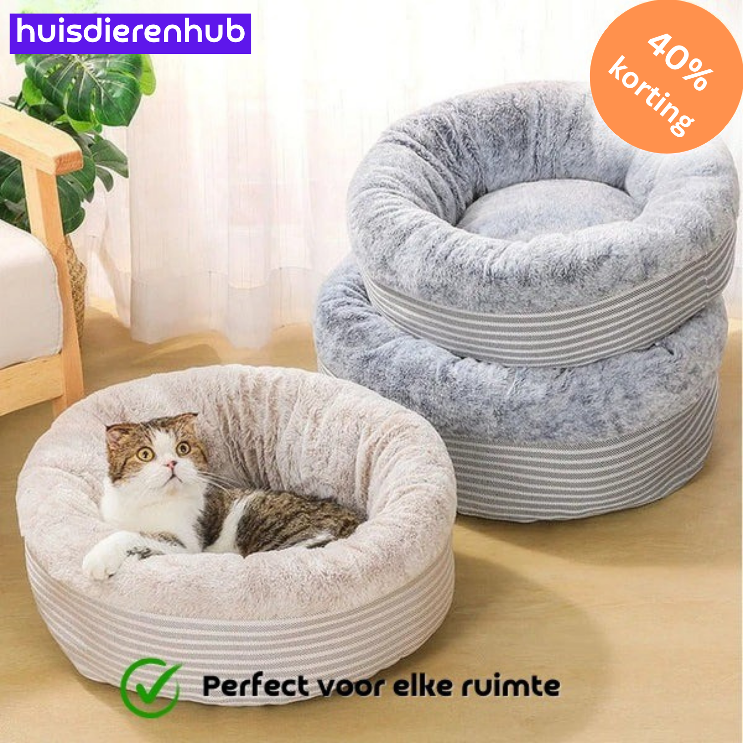 ComfyCat™ | Pluche Ronde Mand voor Katten en Kleine Honden – Stressvrije Ontspanning