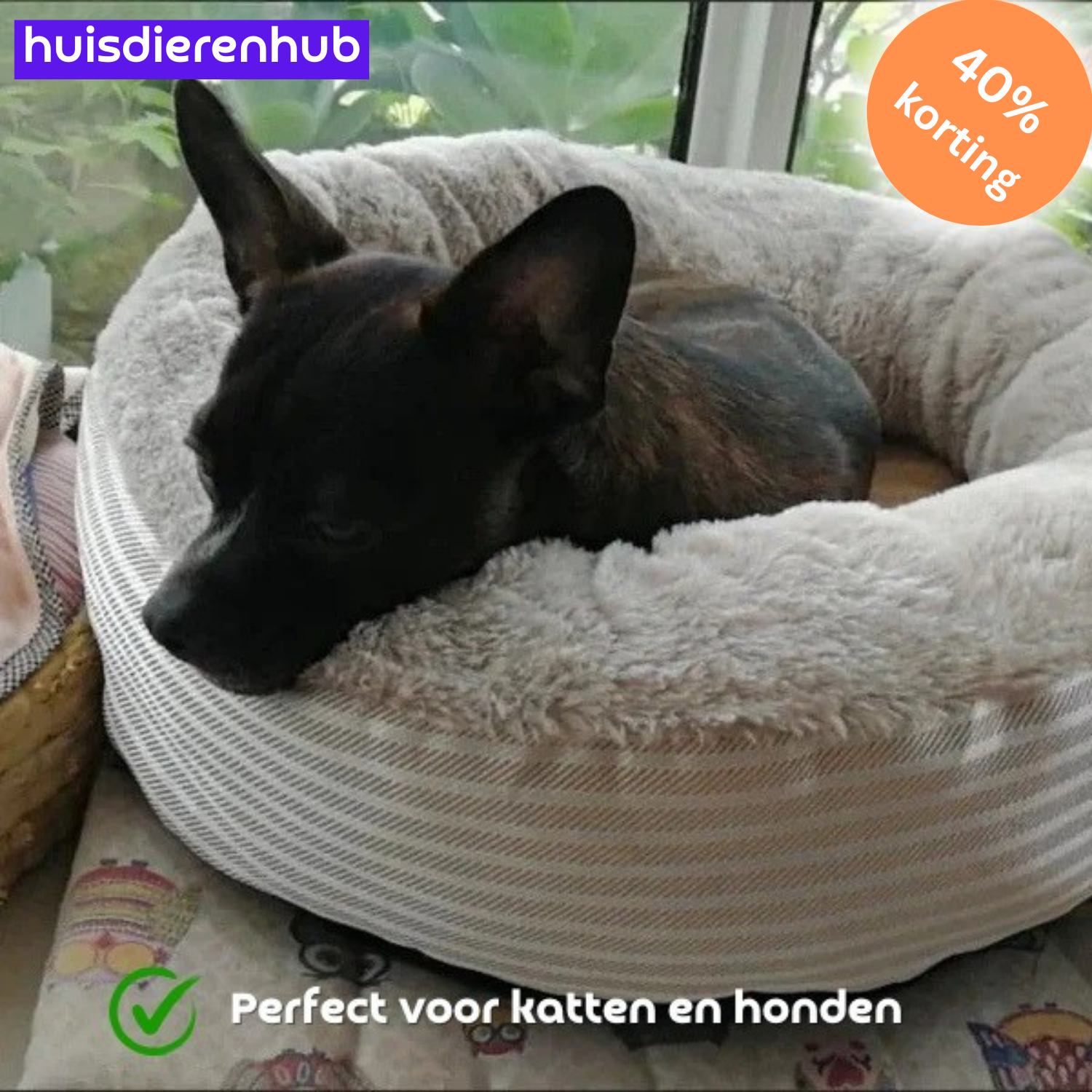 ComfyCat™ | Pluche Ronde Mand voor Katten en Kleine Honden – Stressvrije Ontspanning