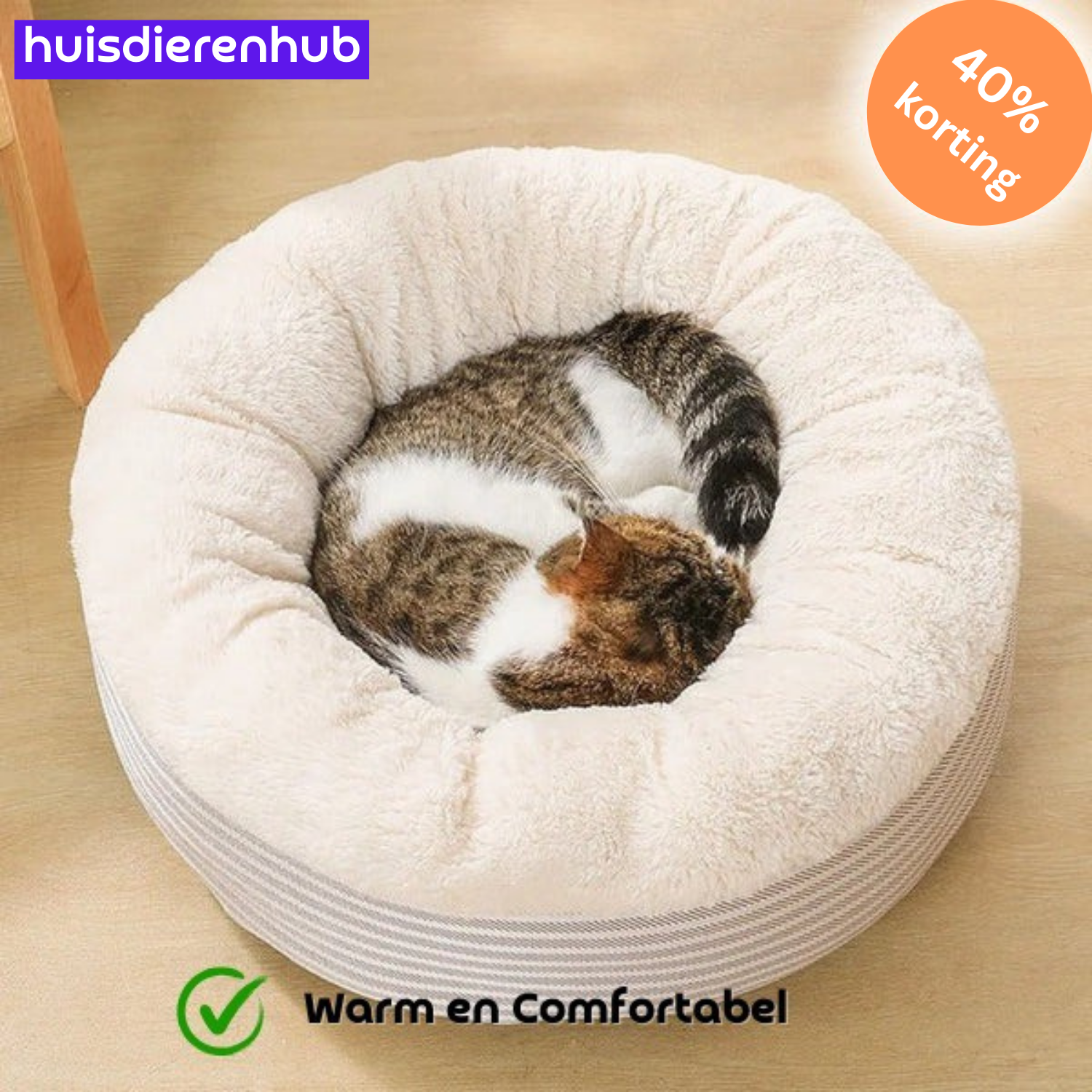 ComfyCat™ | Pluche Ronde Mand voor Katten en Kleine Honden – Stressvrije Ontspanning