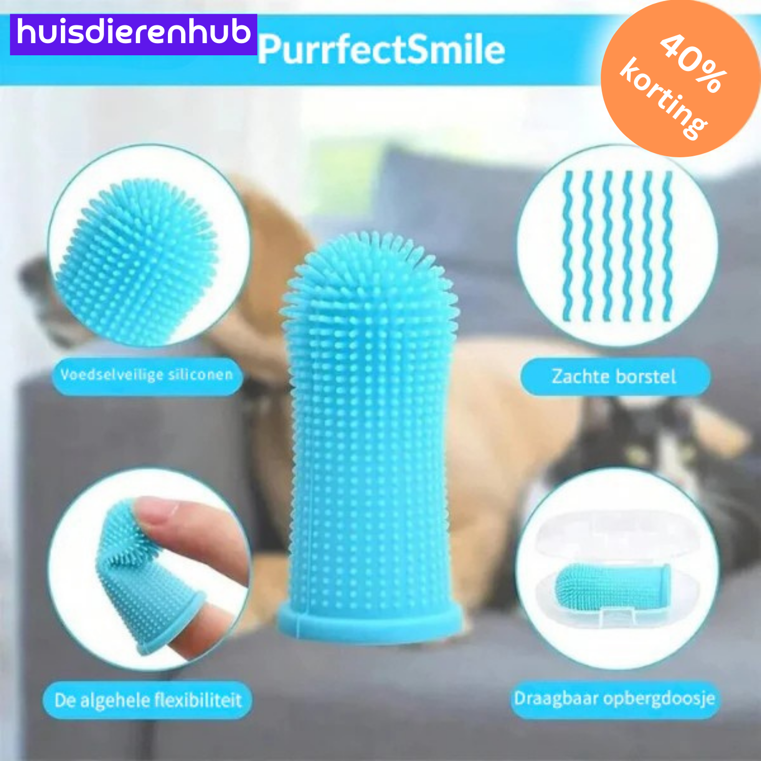 PurrfectSmile™ | Siliconen Vingertandenborstel voor Schonere Tanden en Frisse Adem