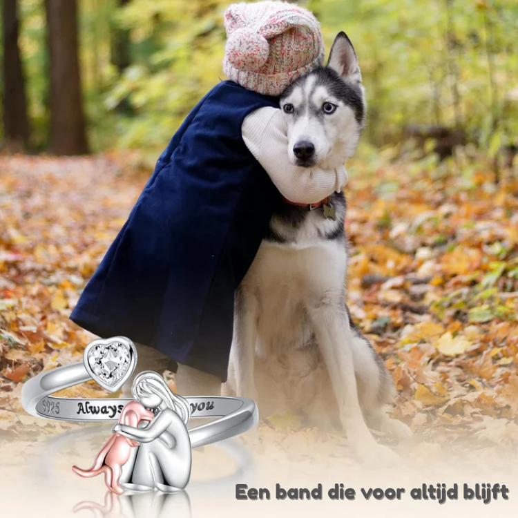 Verstelbare zilveren ring| "Altijd in mijn hart" met zirkonia-steentjes