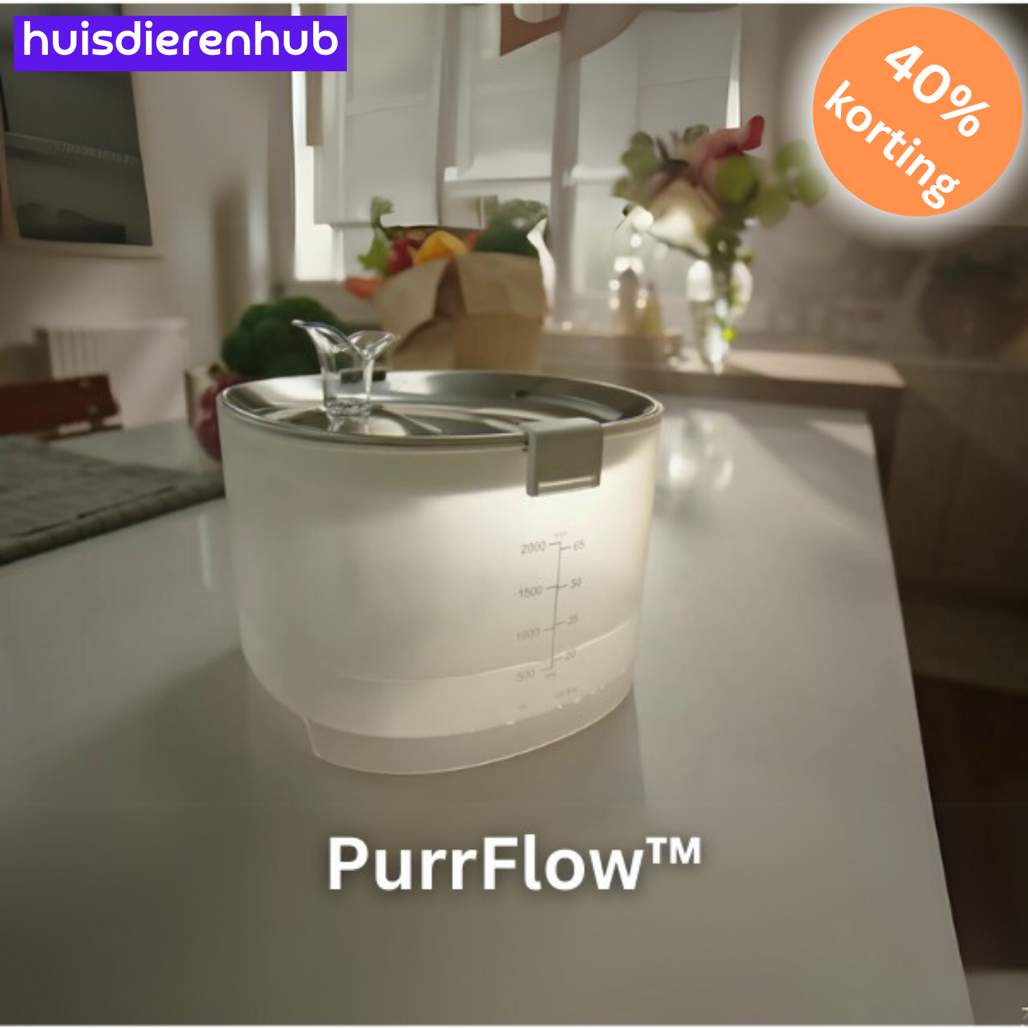 PurrFlow™ | Moderne kattenwaterdispenser met meerlaagse filtratie