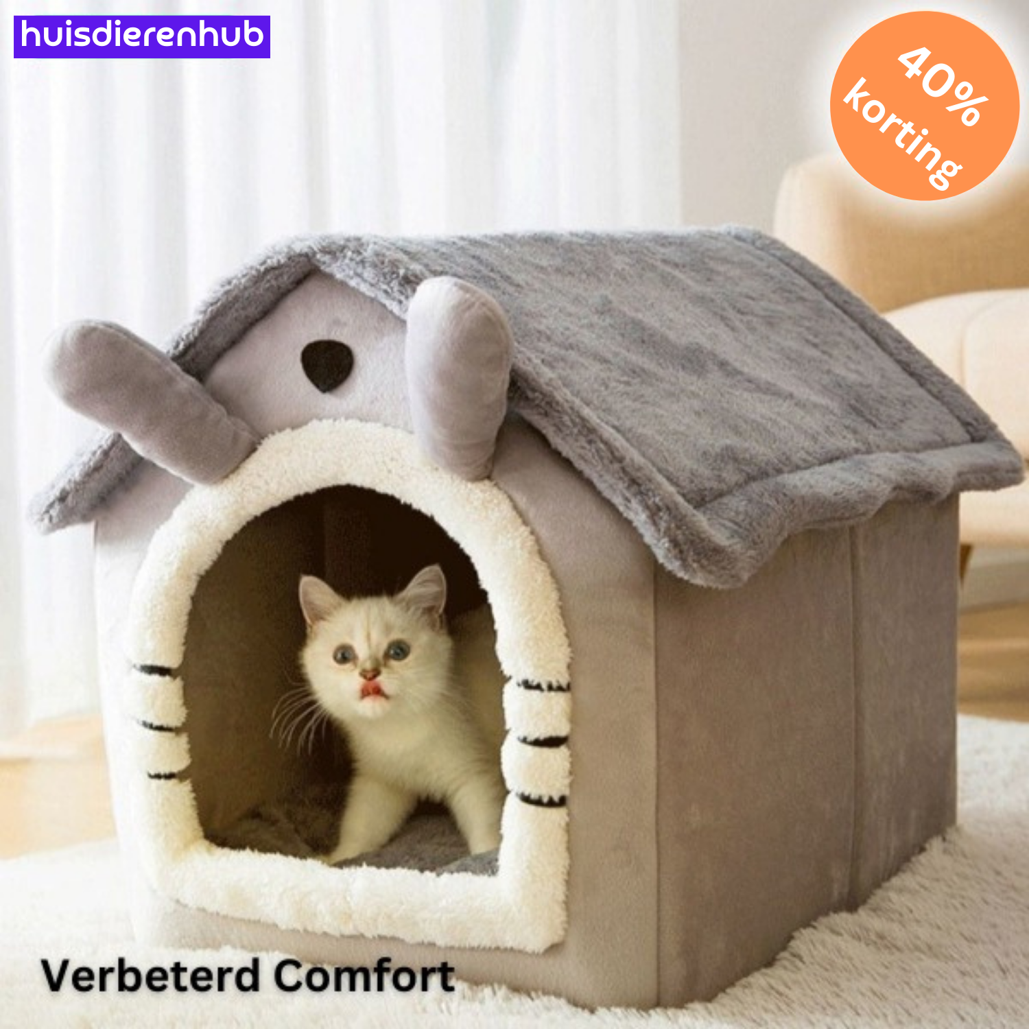 ComfyCave™ | Pluche & Gezellig Dierenhuis – De Beste Slaapplek voor je Huisdier