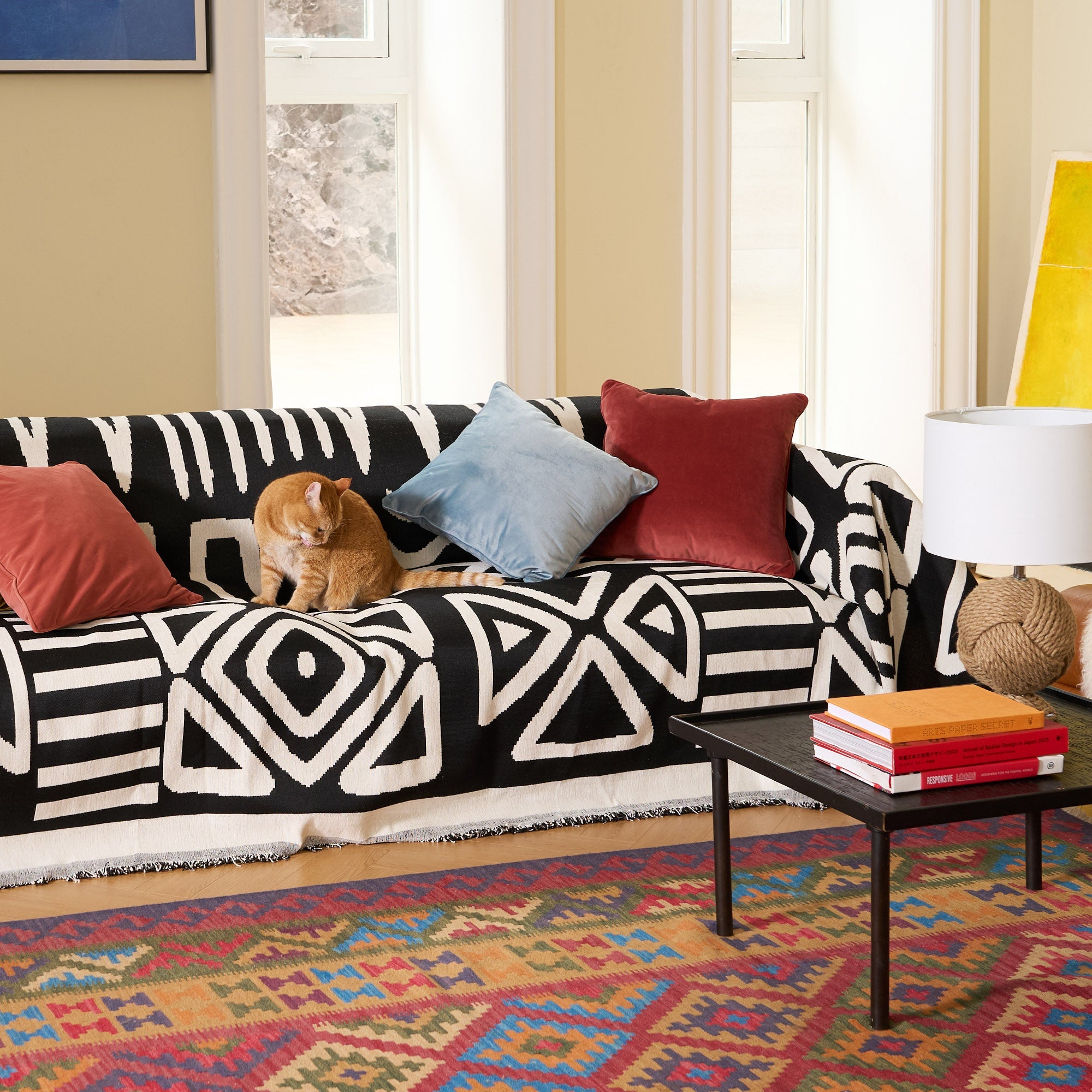 Antislip Geometrisch Patroon Pluche Sofa Hoes