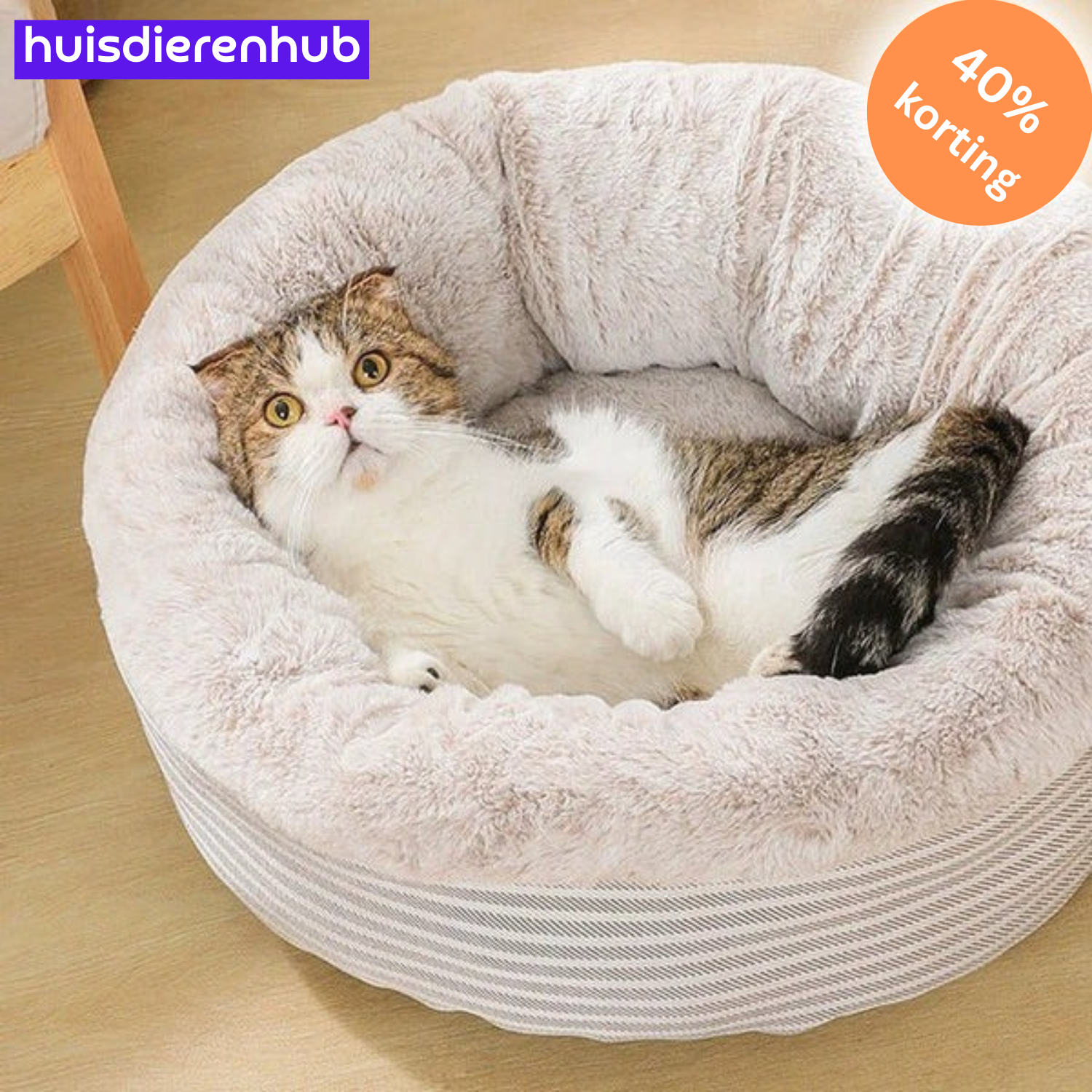ComfyCat™ | Pluche Ronde Mand voor Katten en Kleine Honden – Stressvrije Ontspanning