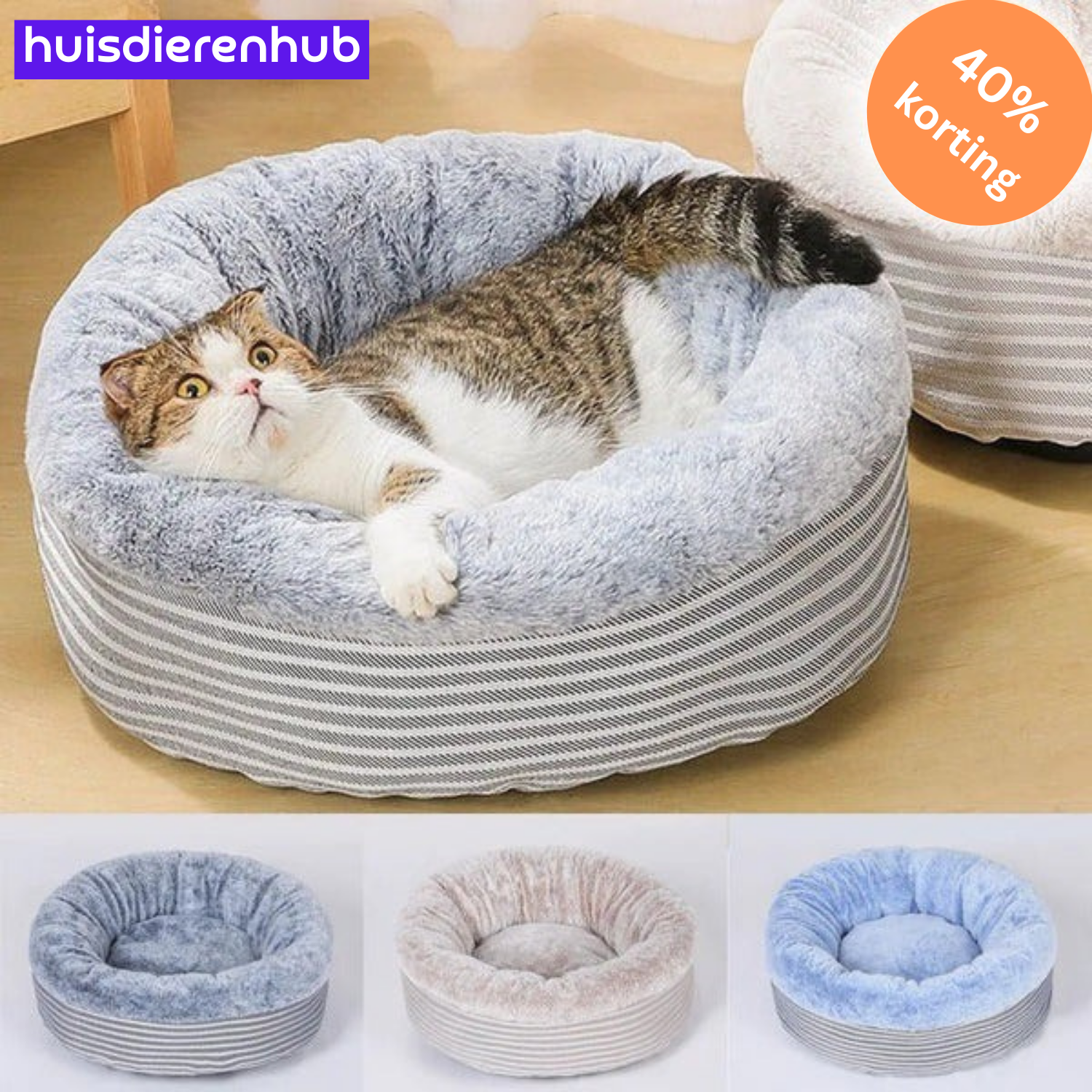 ComfyCat™ | Pluche Ronde Mand voor Katten en Kleine Honden – Stressvrije Ontspanning