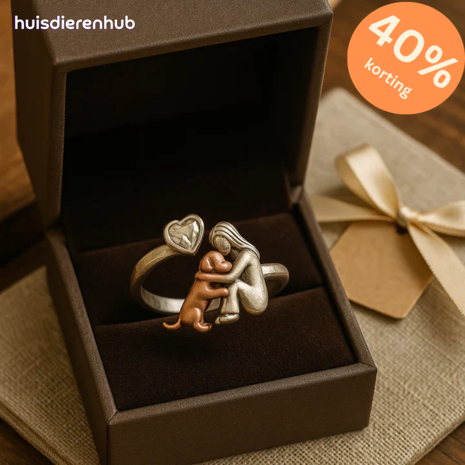 Verstelbare zilveren ring| "Altijd in mijn hart" met zirkonia-steentjes