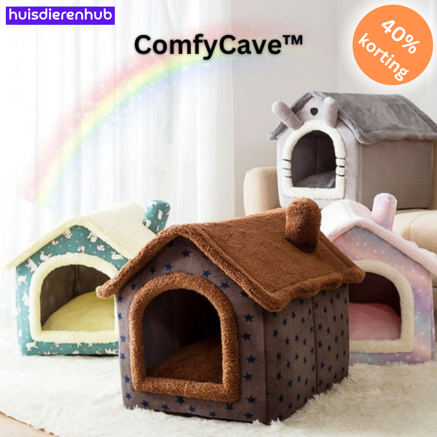 ComfyCave™ | Pluche & Gezellig Dierenhuis – De Beste Slaapplek voor je Huisdier