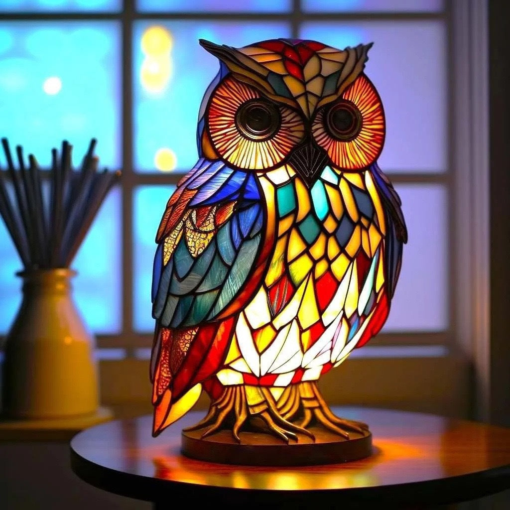 Loulou – Magische uilenlamp van gekleurd glas